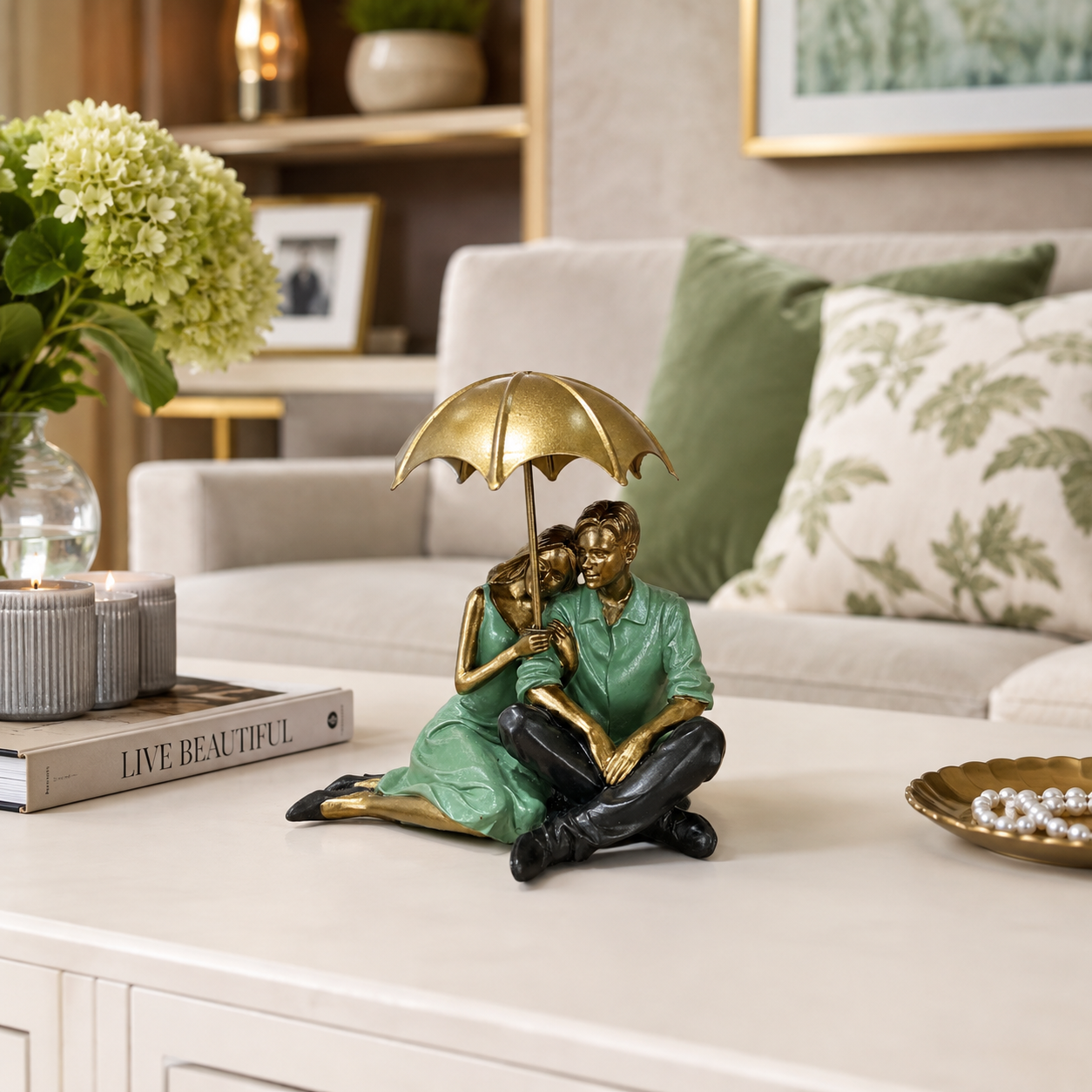 Figura Decorativa Pareja bajo Paraguas - 15 cm