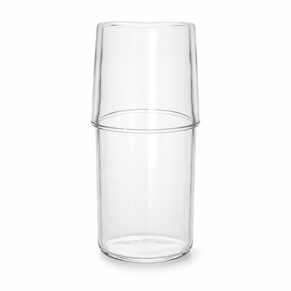 Botella de Vidrio con Vaso Integrado para Agua y Bebidas – 17 cm