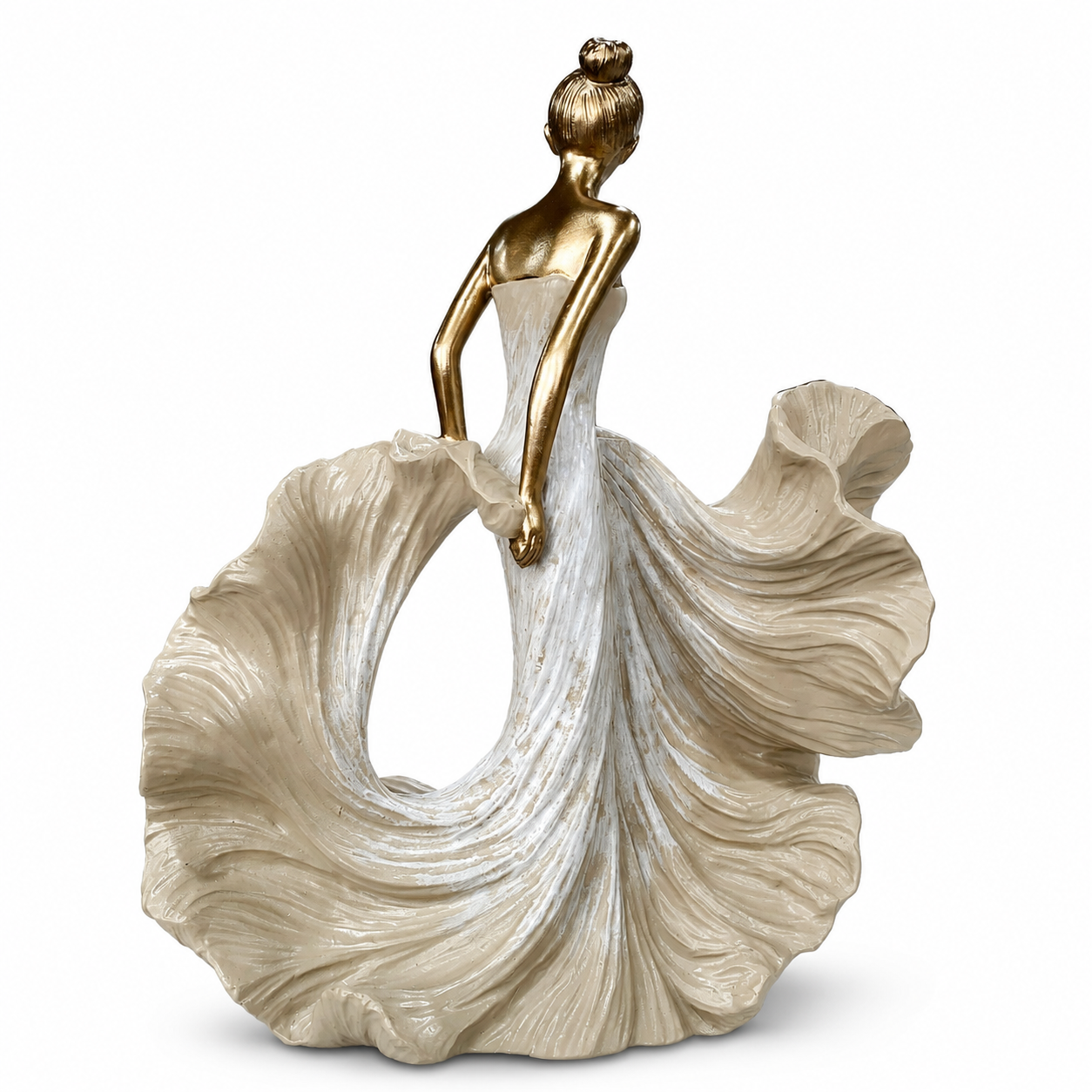 Figura Decorativa de Bailarina con Vestido en Movimiento - Poliresina – 38 cm