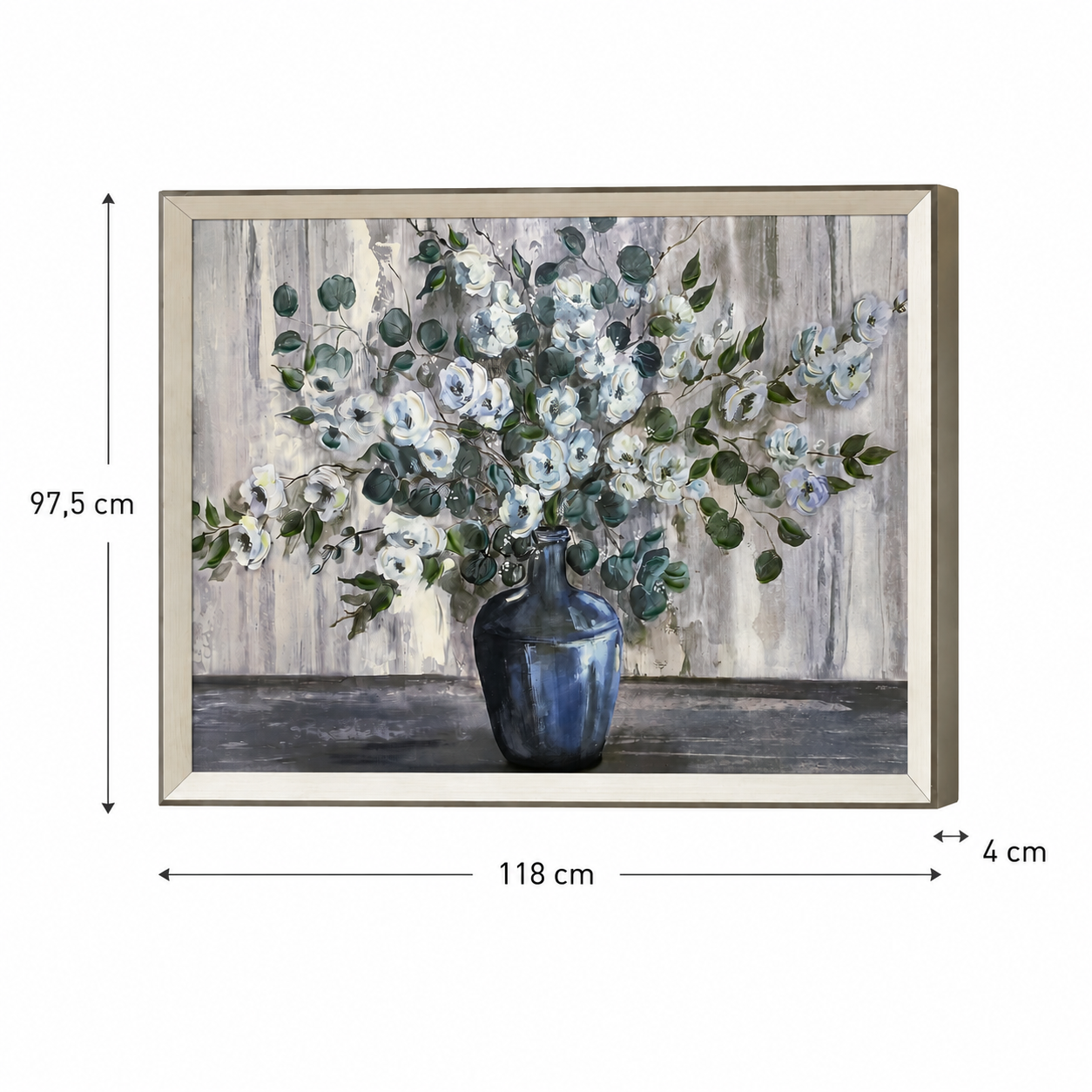 Cuadro Decorativo Floral con Relieve y Marco Sobresaliente - 118 Cm