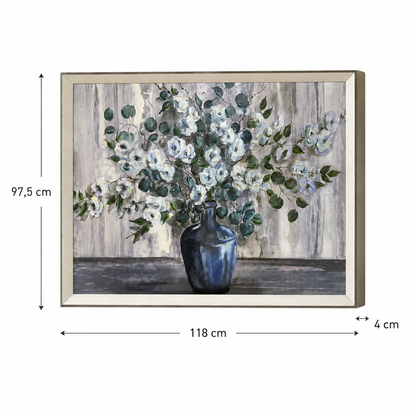 Cuadro Decorativo Floral con Relieve y Marco Sobresaliente - 118 Cm
