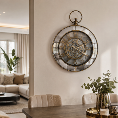 Reloj engranaje - Espejado - Color Dorado y Plateado - 37 cm