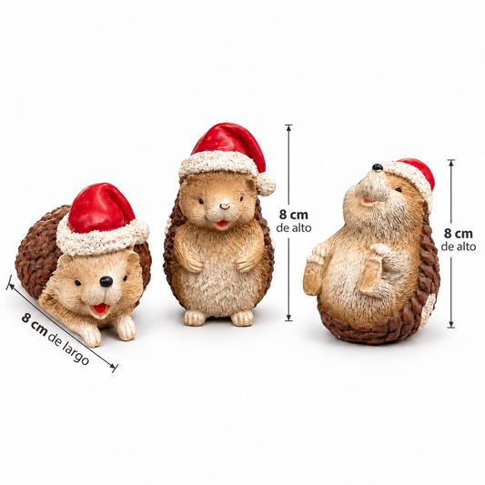 Erizos Navideños Decorativos – Figuras de Poliresina