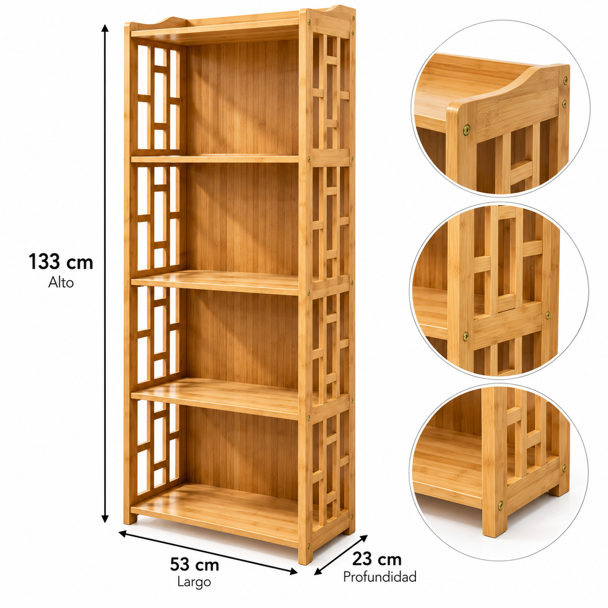 Estantería Organizadora de Bambú Natural – 133 cm