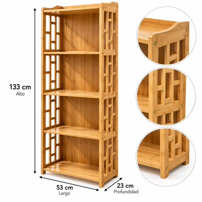 Estantería Organizadora de Bambú Natural – 133 cm