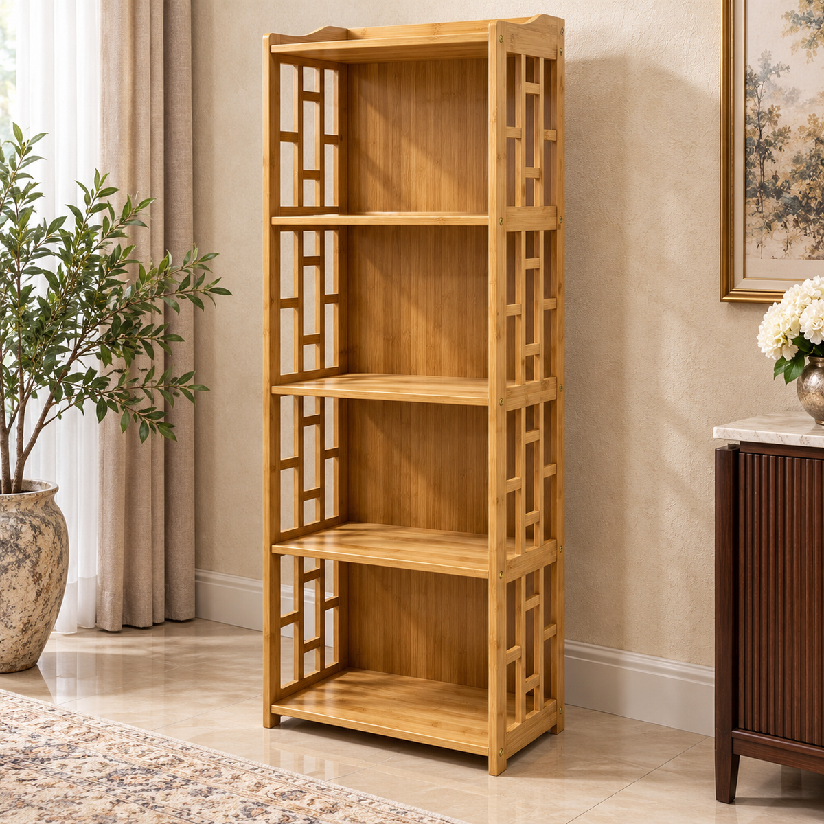 Estantería Organizadora de Bambú Natural – 133 cm