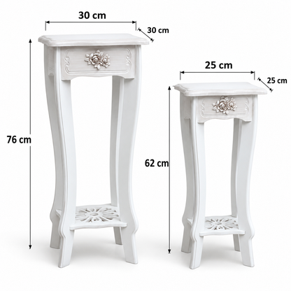 Set de 2 Mesas Pedestal Estilo Provenza