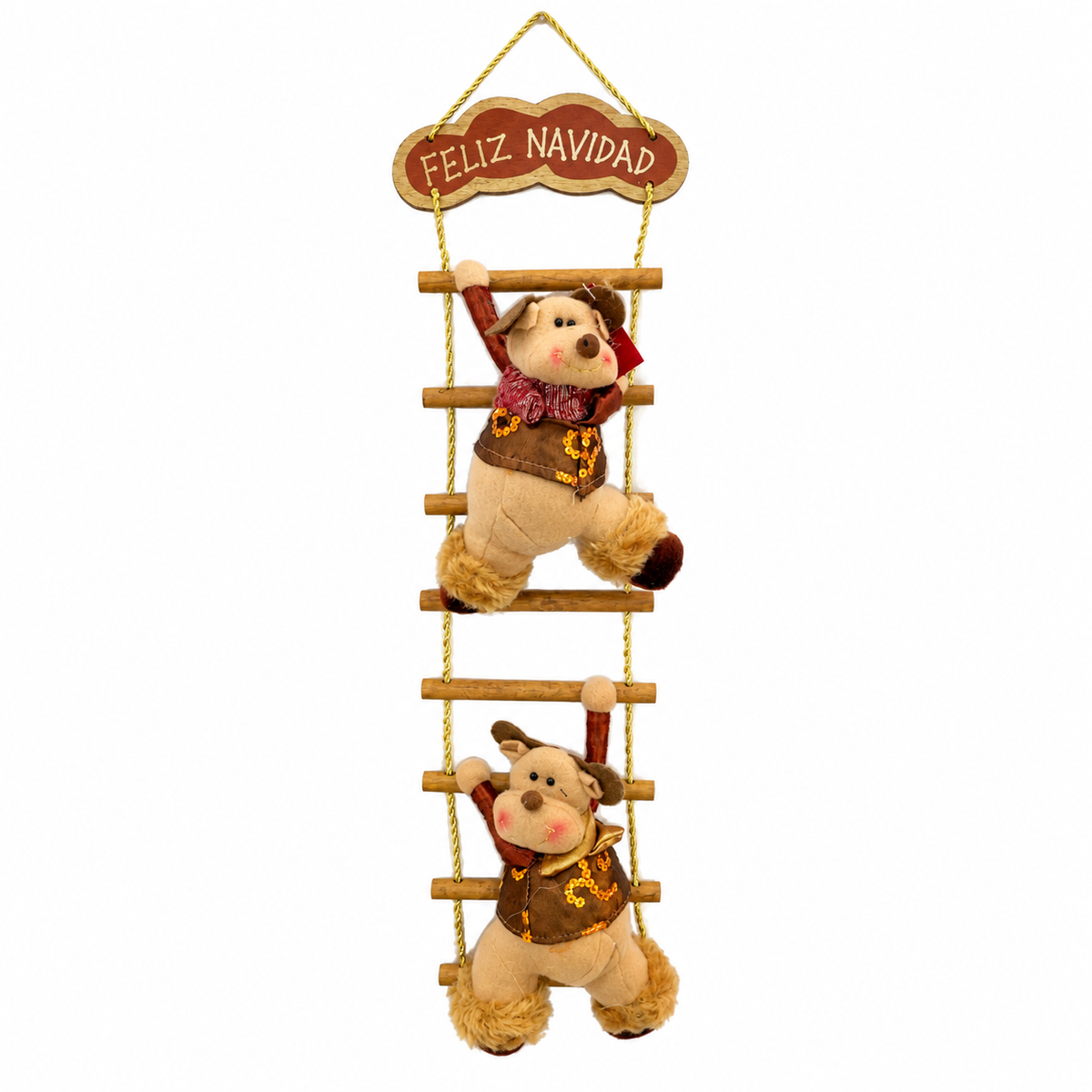 Escalera Navideña Decorativa con Renos y Letrero Feliz Navidad – 60 cm