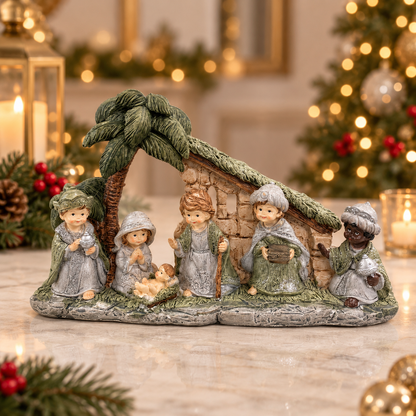 Pesebre Navideño Sagrada Familia con Reyes Magos - 28 cm