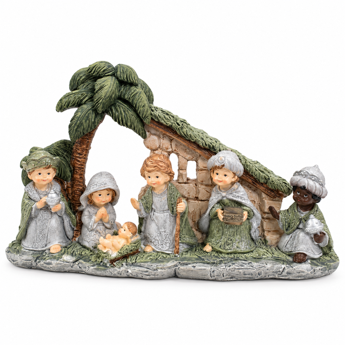 Pesebre Navideño Sagrada Familia con Reyes Magos - 28 cm