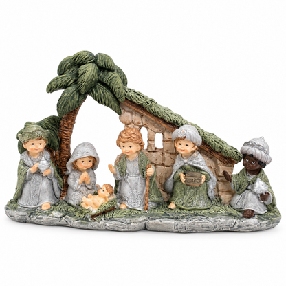 Pesebre Navideño Sagrada Familia con Reyes Magos - 28 cm