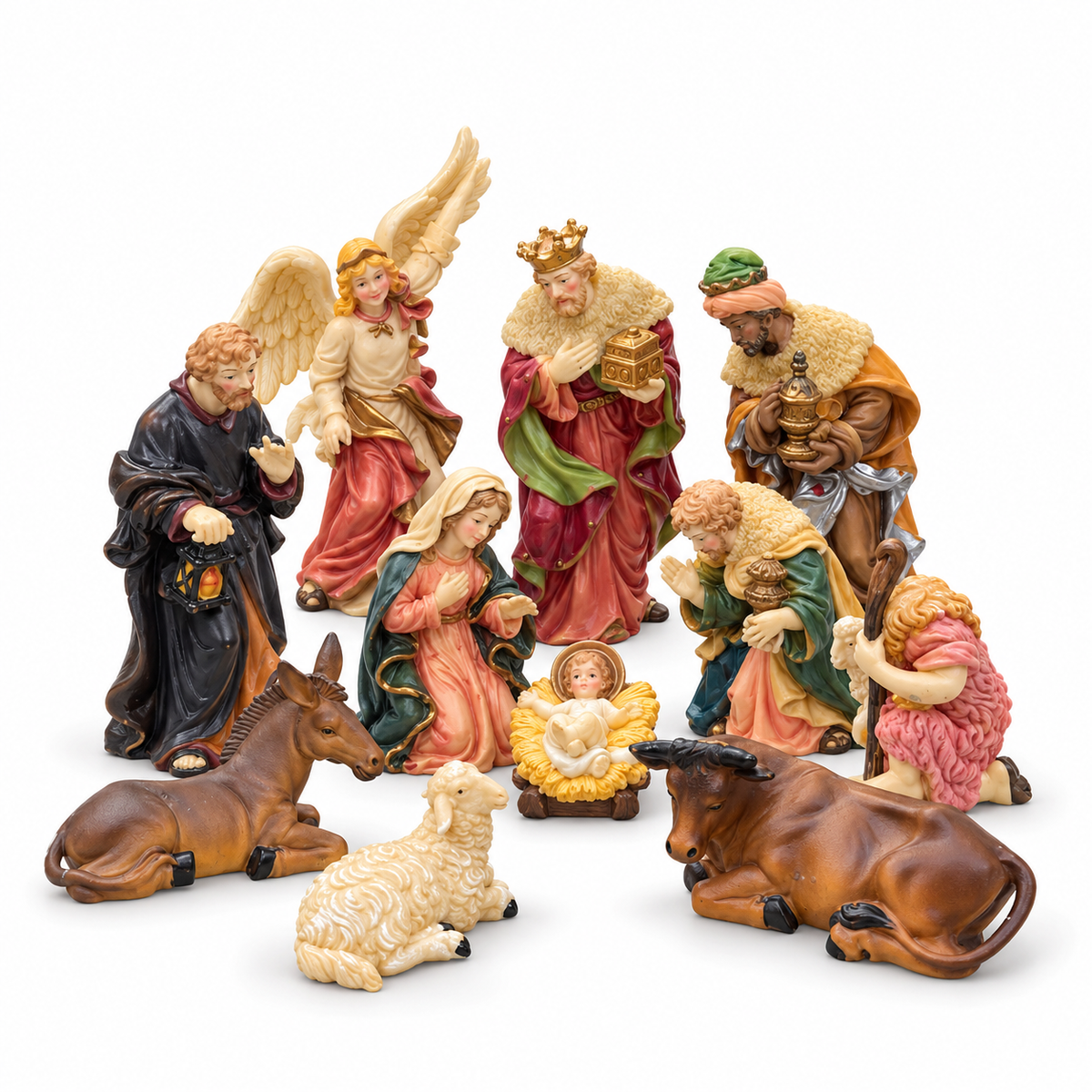 Pesebre Navideño Small de Resina – Sagrada Familia con Reyes Magos - 11 piezas
