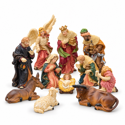 Pesebre Navideño Small de Resina – Sagrada Familia con Reyes Magos - 11 piezas