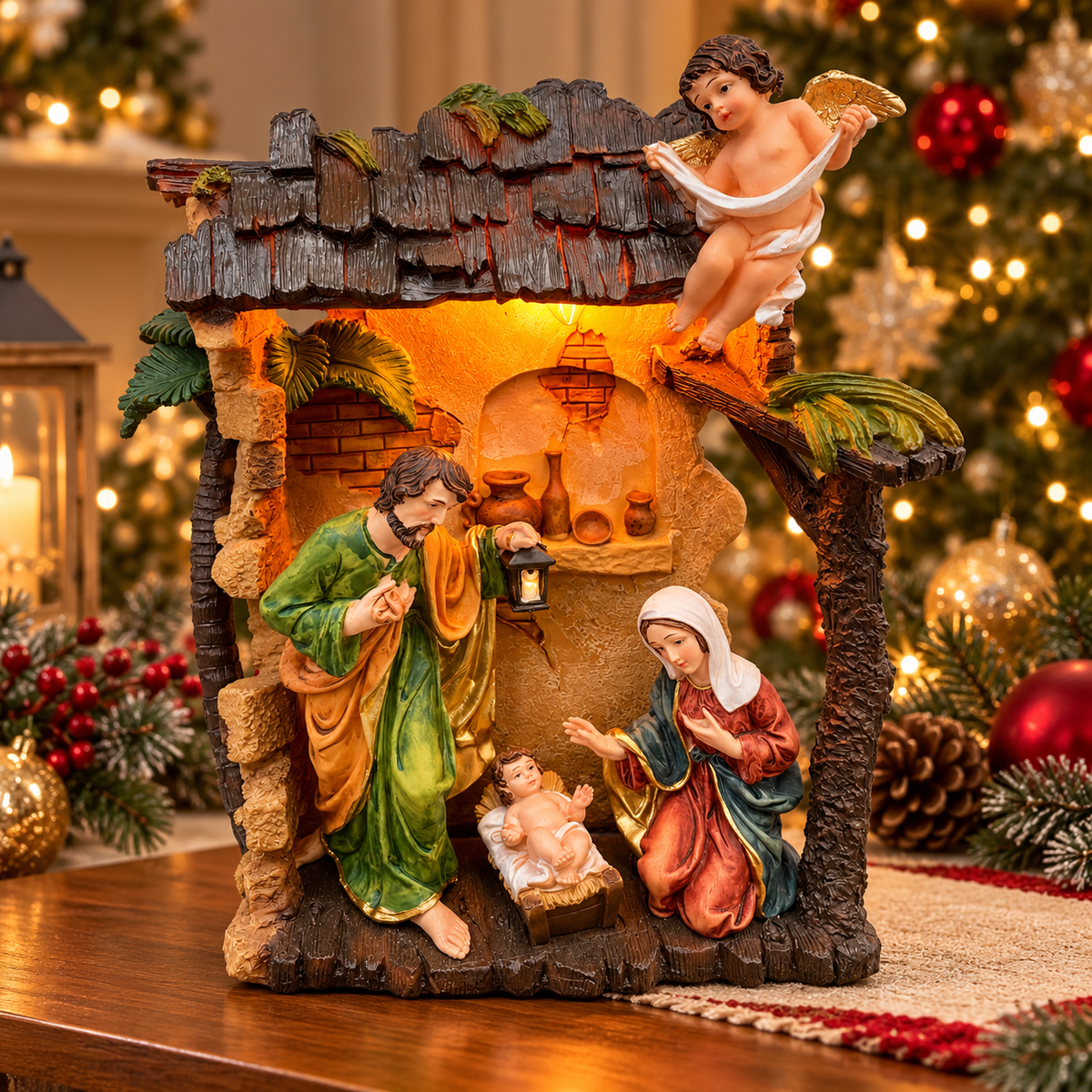 Pesebre Decorativo con Luz – 31,5 cm