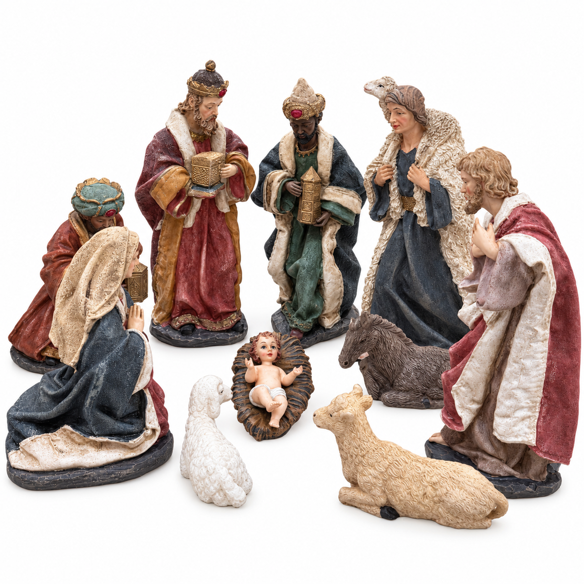 Pesebre Navideño XL de Poliresina – Set de 10 Figuras