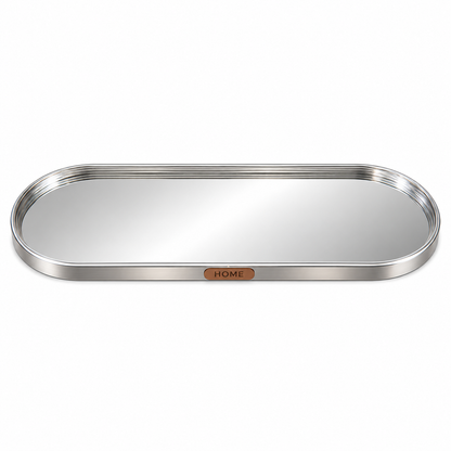 Bandeja Ovalada Espejada Plateada – 40 cm