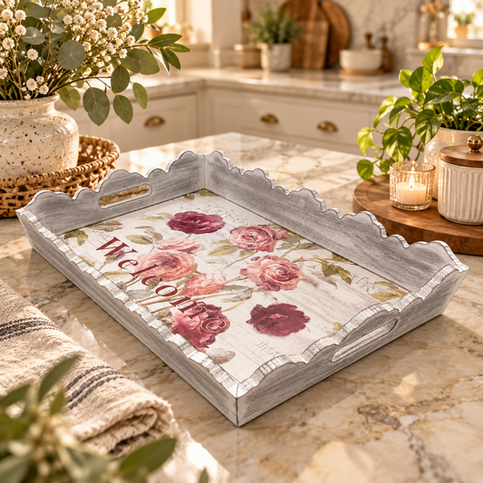 Bandeja Floral L Gris – 41,5 cm