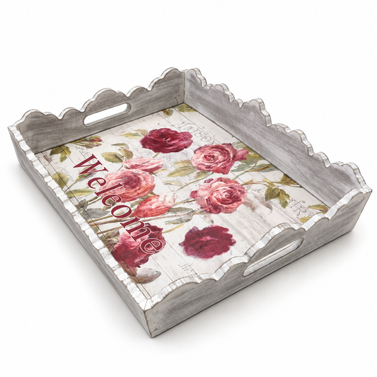Bandeja Floral L Gris – 41,5 cm