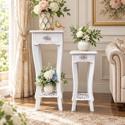 Set de 2 Mesas Pedestal Estilo Provenza