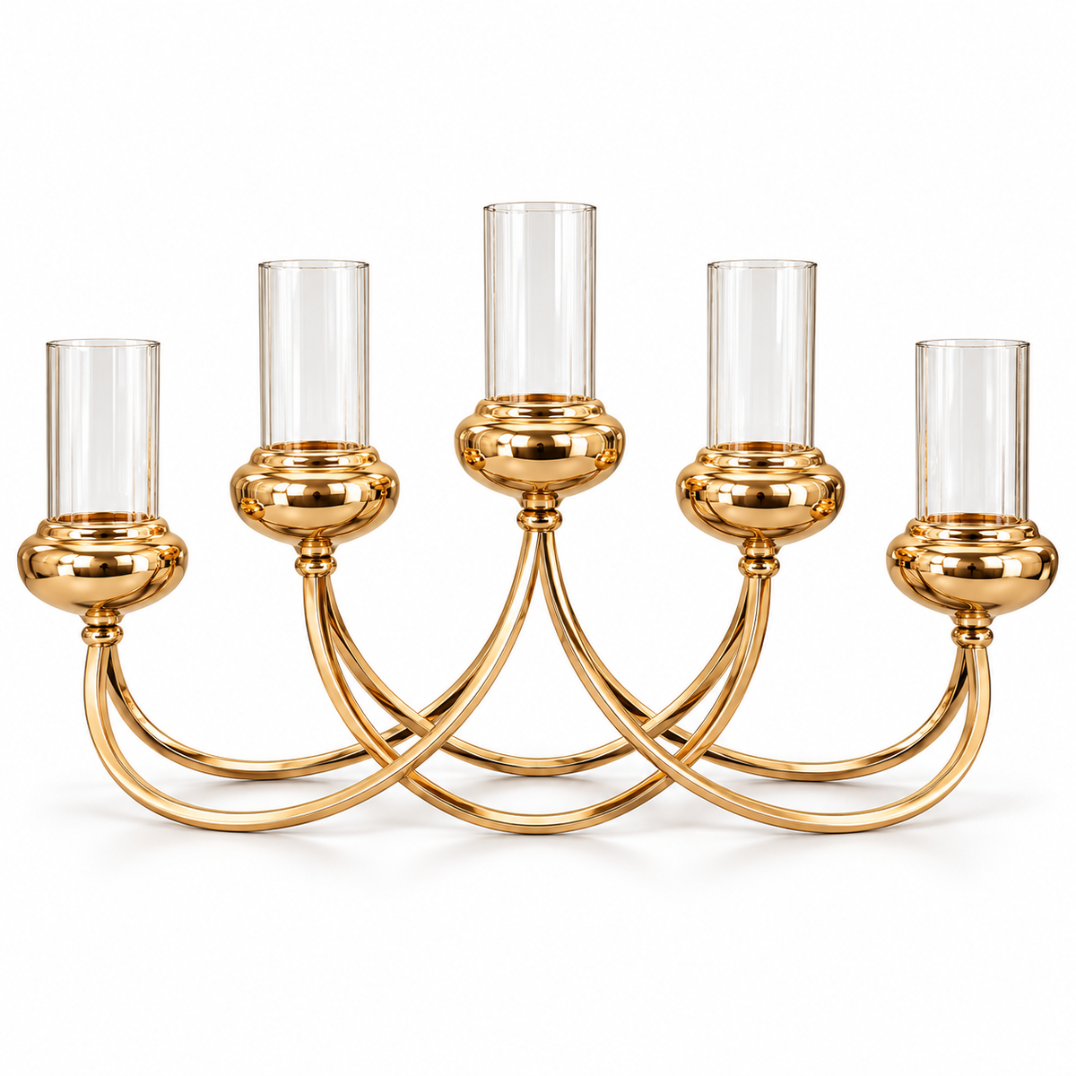 Candelabro Extendido Oro Brillante de 5 Velas – 64 cm