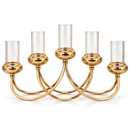 Candelabro Extendido Oro Brillante de 5 Velas – 64 cm