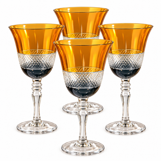 Set de 4 Copas de Vino Tinto Ámbar – Cristal Murano | 22 cm