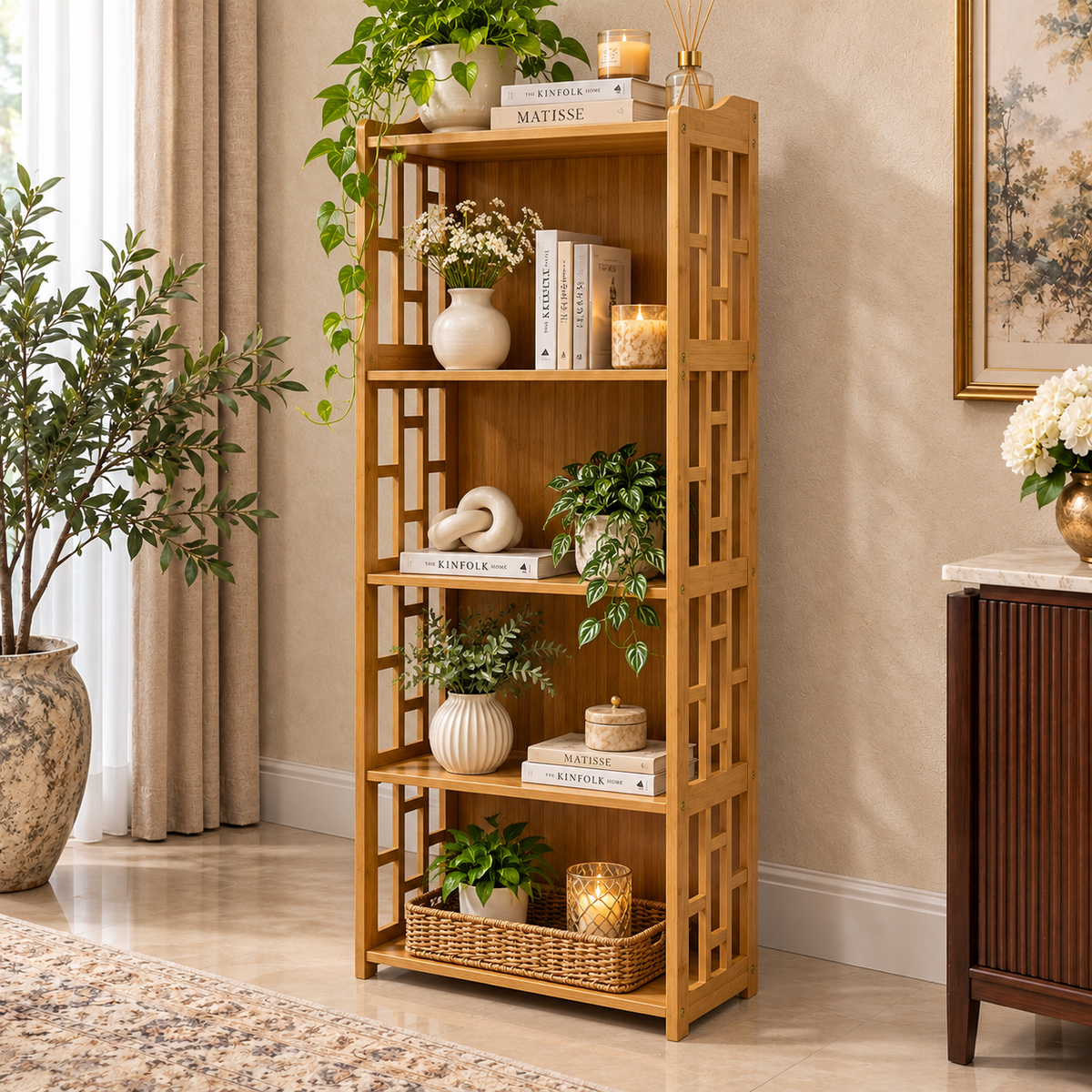 Estantería Organizadora de Bambú Natural – 133 cm