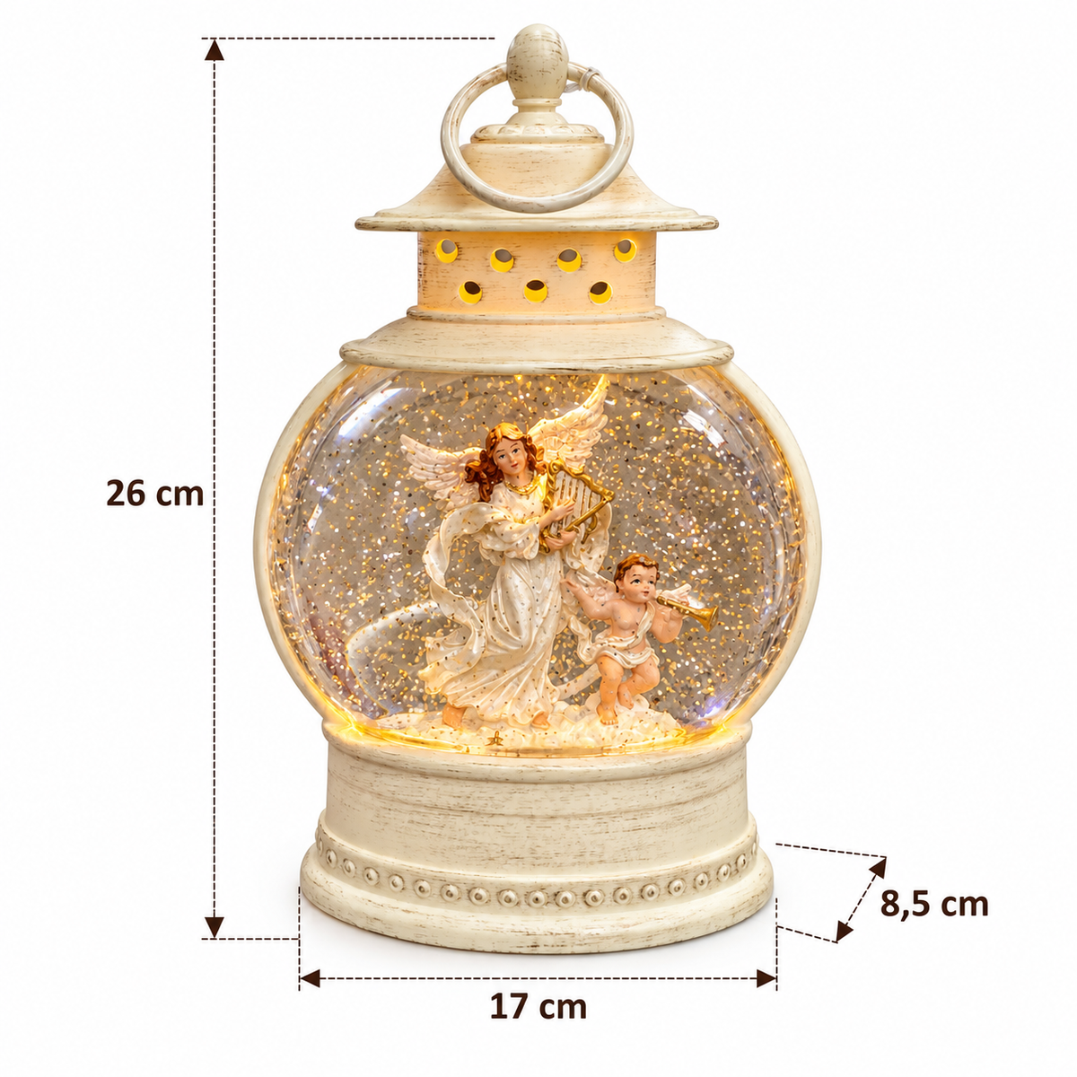 Farol Ángel de Navidad Musical con Luz – 26 cm