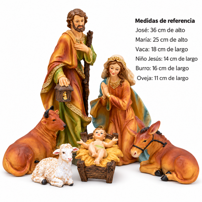 Pesebre Sagrada Familia con Animales en Polirresina – 6 Piezas
