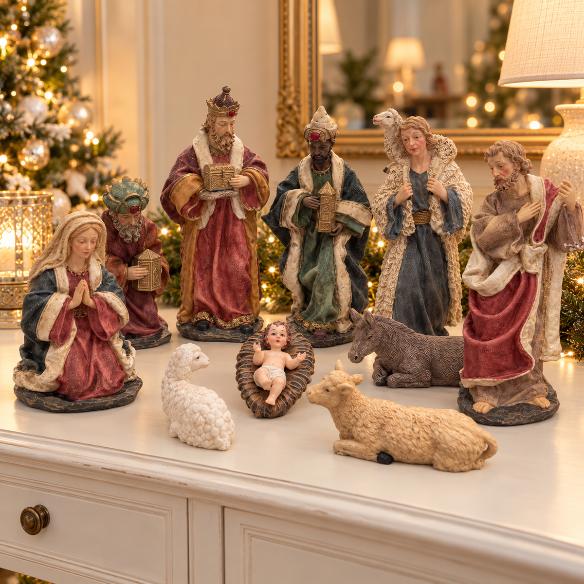 Pesebre Navideño XL de Poliresina – Set de 10 Figuras