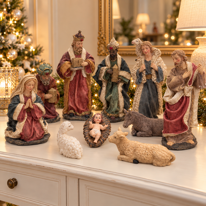 Pesebre Navideño XL de Poliresina – Set de 10 Figuras