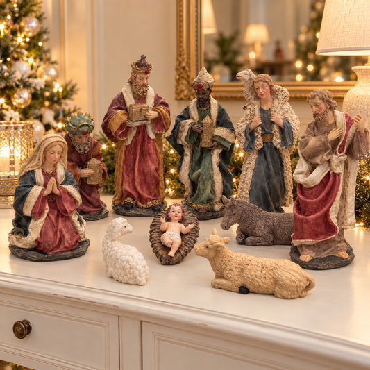 Pesebre Navideño XL de Poliresina – Set de 10 Figuras