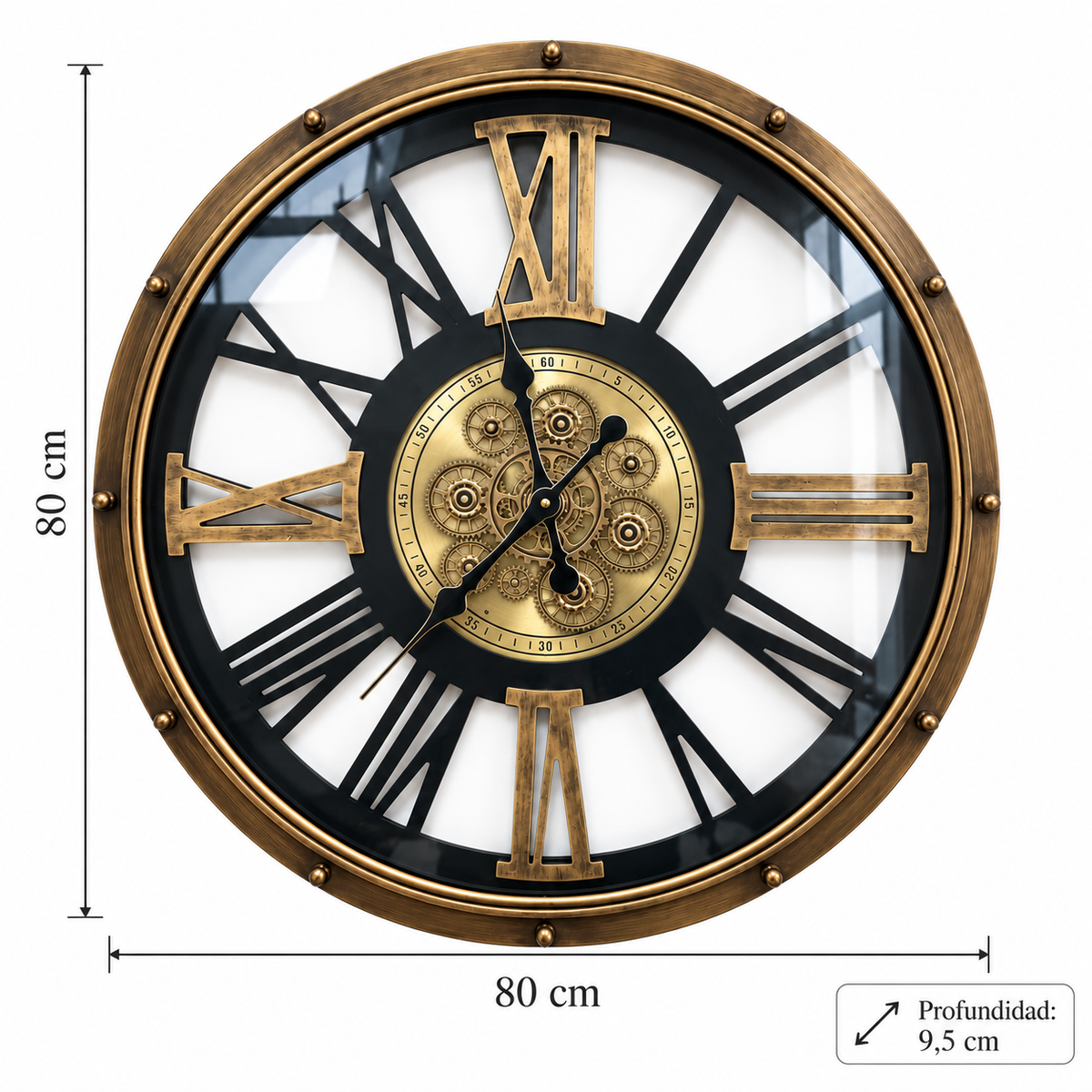 Reloj de Pared World Collection con Engranajes – 80 cm