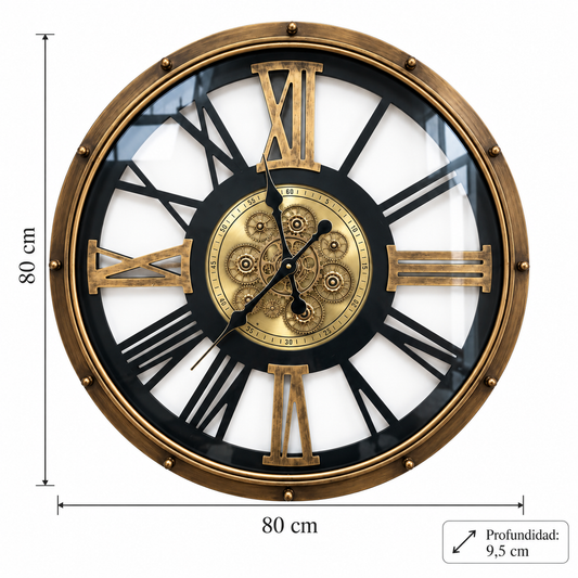 Reloj de Pared World Collection con Engranajes – 80 cm