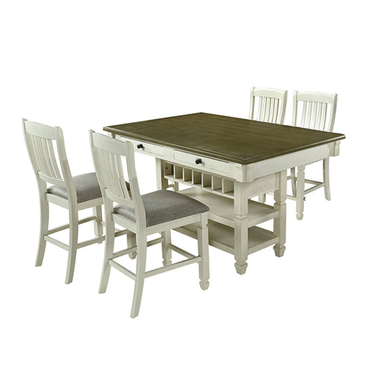 Comedor Estilo Isla Vermont con 6 Sillas Tipo Taburete