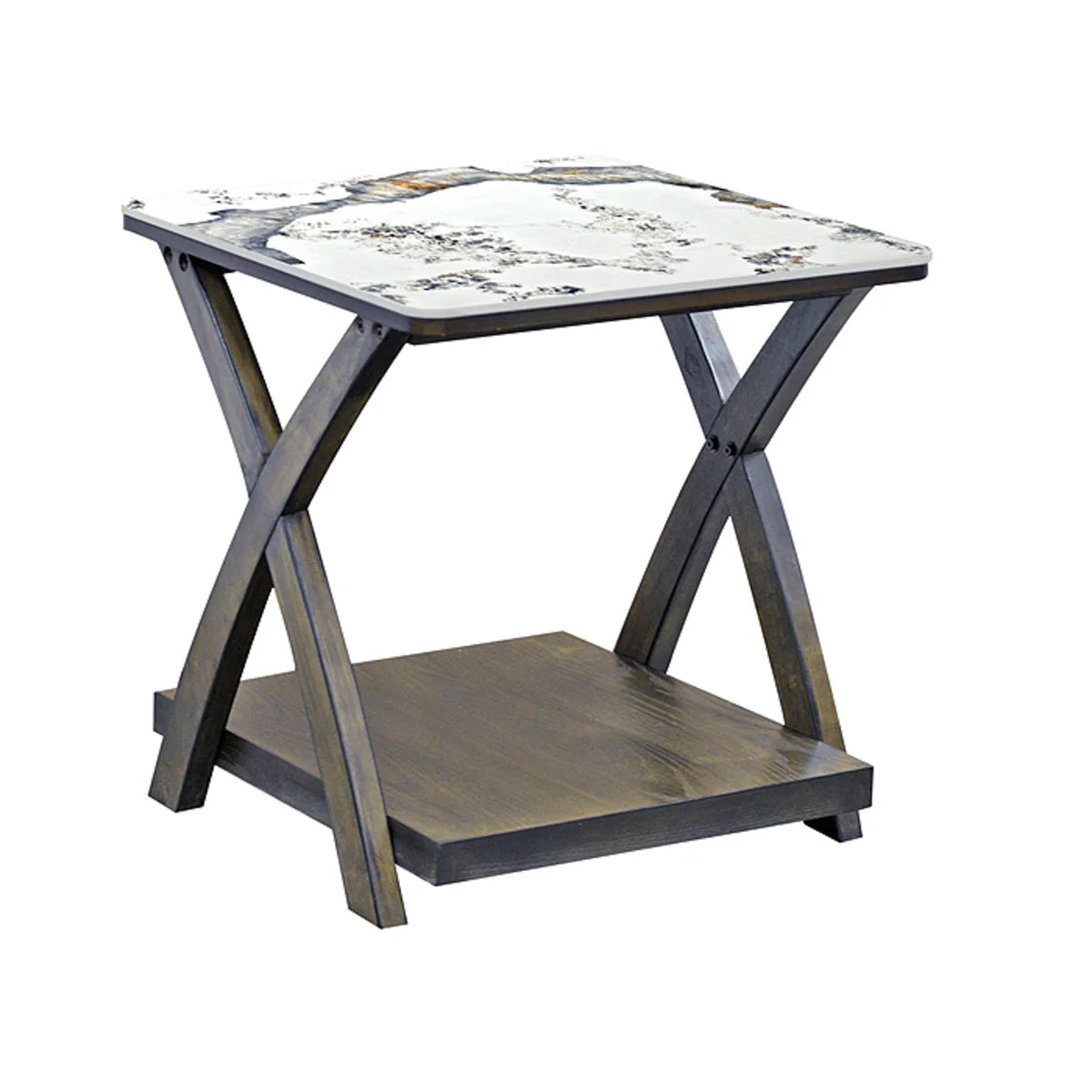 Mesa Lateral Línea STONE con Cubierta Estilo Mármol