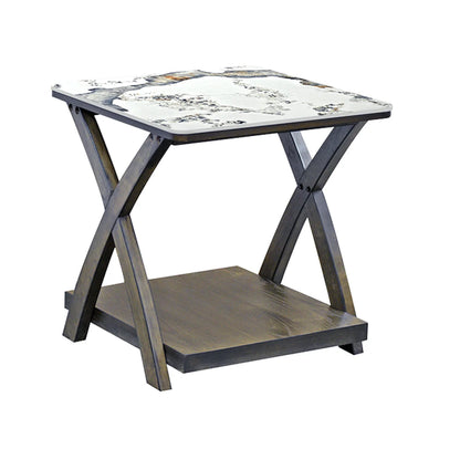 Mesa Lateral Línea STONE con Cubierta Estilo Mármol