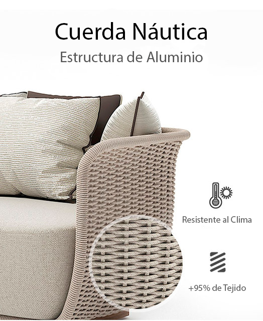 JUEGO DE TERRAZA CUERDA NAUTICA Y ALUMINIO